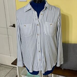 Workshop Republic Clothing Blue and White Striped Shirt